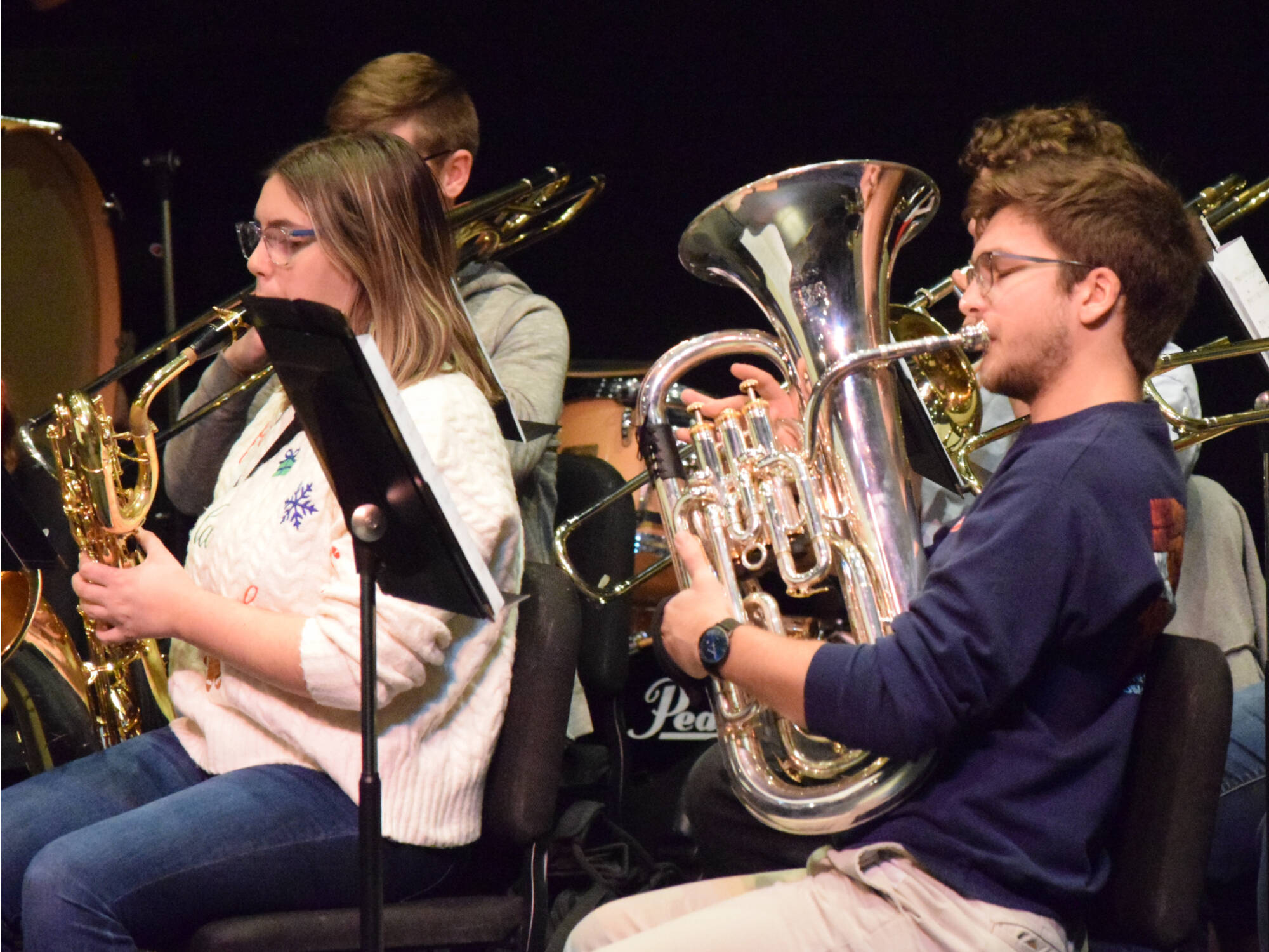 students playing brass instruments